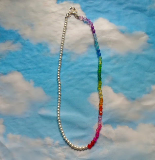 Rainbow pearl necklace