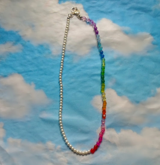 Rainbow pearl necklace